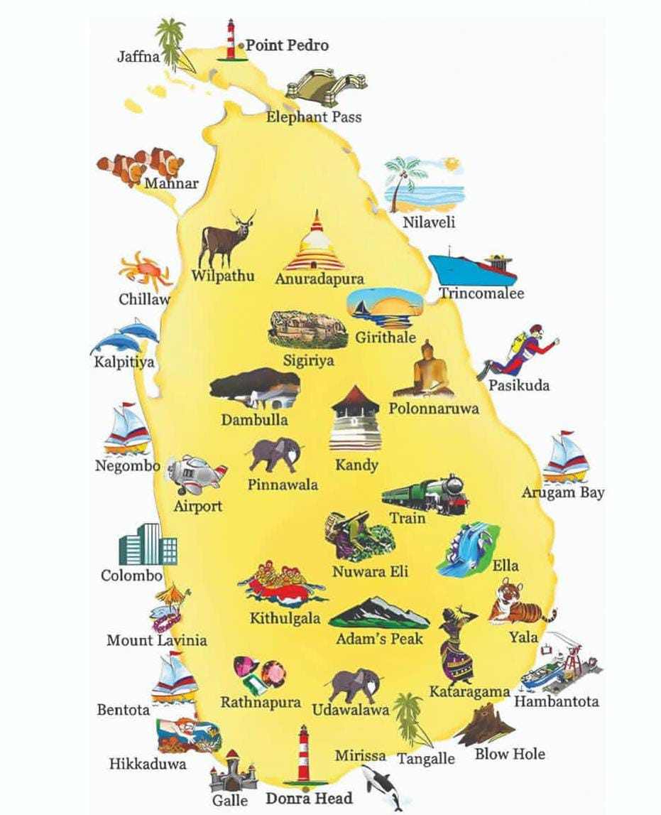 Sri Lanka Destination Map - Ceylon Pearl Travels